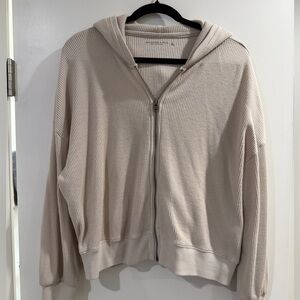 A&F Cream Waffle Knit Zip-Up Hoodie